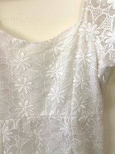 Chic White Lace Puff Sleeve Dress