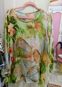 Bohemian Floral Print Sheer Top