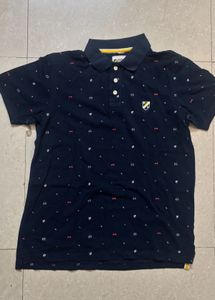 Men's Navy Polo Shirt with Anchor Print
