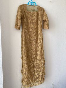 Elegant Gold Leaf Print Kurta