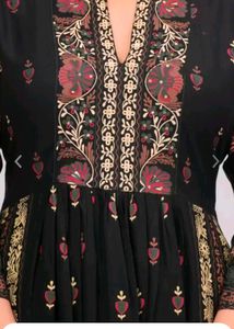 Black Floral Print Kurta Set
