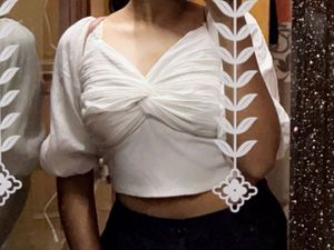 🤍White Puff Sleeve Crop Top
