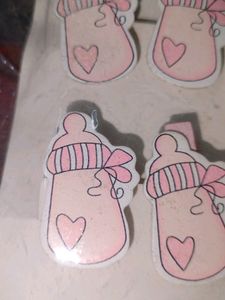 Baby Bottle Wooden Decorative Clips Set (Pack of 6