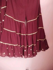 Elegant Maroon Kurta Set with Sharara Pants
