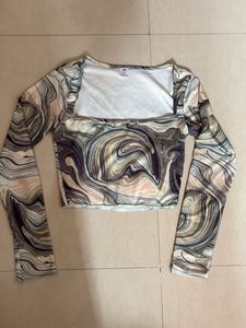 Abstract Print Long Sleeve Top