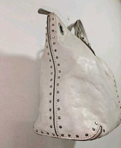 Michael Kors White Astor Leather Studded Bag