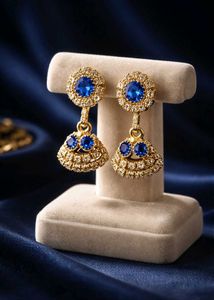 Elegant Blue & Gold Dangle Earrings