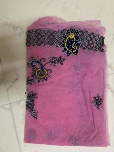 Embroidered Pink Saree