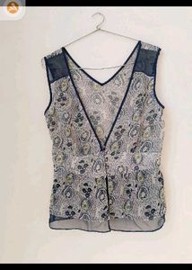 Sheer Paisley Print Sleeveless Top