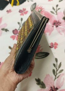 Embroidered Clutch with Metallic Clasp