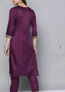 Purple Kurta Set Trousers And Dupatta