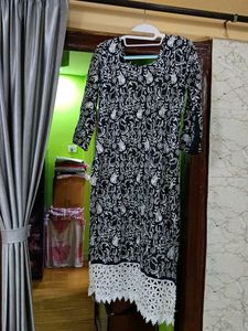 Boho Black & White Printed Midi Dress