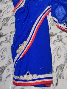 Beautiful Blue Embellished Saree