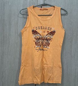 Orange Graphic Tank Top
