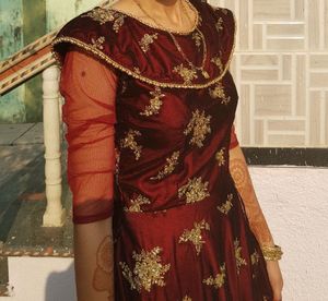 Elegant Maroon Embroidered Gown