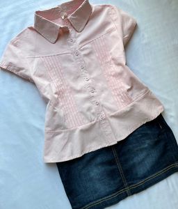 Chic Pink Pleated Short Sleeve Top