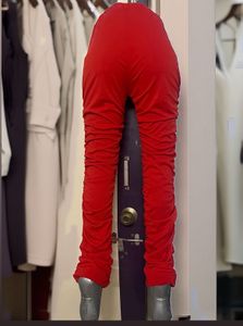 Pintrest Red Ruched Detail Leggings