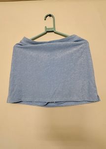 Light Blue Terrycloth Mini Skirt