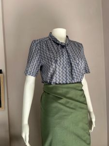 Chic Printed Bow Neck Blouse