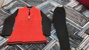 Stylish Red Knit Sweater with Embellishments