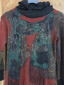 Vintage Style Embellished Turtleneck Sweater