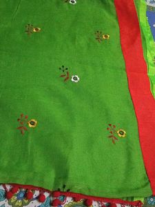 Green -red saree khadi handloom  🥻