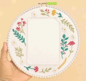 Floral Embroidered Photo Frame