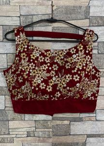 Embroidered velvet blouse