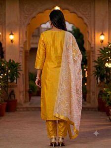 Golden Yellow Kurta Set with Dupatta