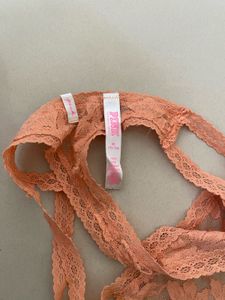 Peach Floral Lace Thong Panty