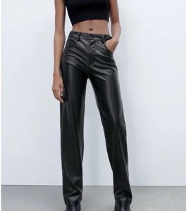Zara Faux Leather wide-leg Pants