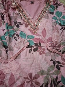 Peach lace kurta with pant💕