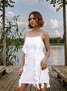 White Ruffle Mini Dress
