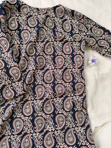 Navy Paisley Print Kurta
