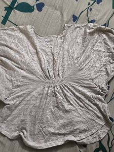 Lightweight Grey Striped Batwing Top