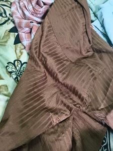 Chic Striped Brown Button-Down Top