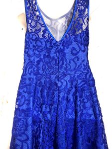 Blue Lace Fit &amp; Flare Dress