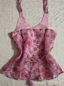 Desi pink halter top with scarf