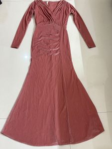 Dusty Rose Velvet A-Line Maxi dress