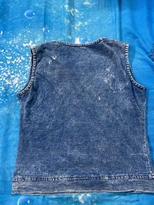 Women's Blue Denim Sleeveless Top