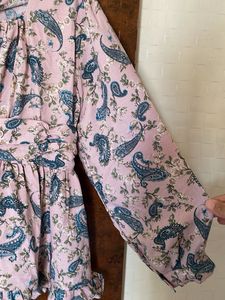Pink Paisley Print Peplum Top