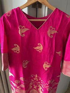 Rani Pink Silk Kurti | Festive