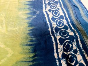 Blue & olive green cotton stylish Saree