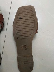 Brown &amp; White Flat Sandals