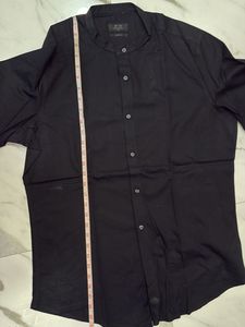 Men's Black Mandarin Collar Shirt