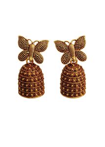 Gold Butterfly Jhumka Earrings