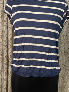 Navy Blue &amp; White Striped T-Shirt