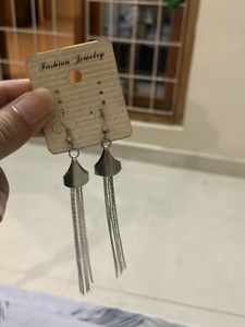 Silver Tone Chain Drop Earrings