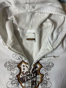 White Graphic Zip-Up Hoodie jacket