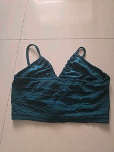 Crinkled Teal Halter Top